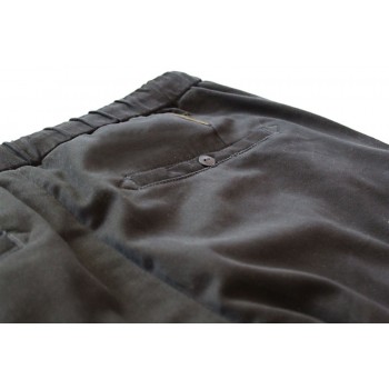 Мужские дизайнерские брюки из плотной хлопковой ткани с эластаном черные Juoadashi (Япония)