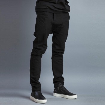 Дизайнерские брюки из плотного хлопка черные